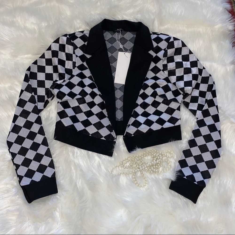 Black and White Crop Jacket